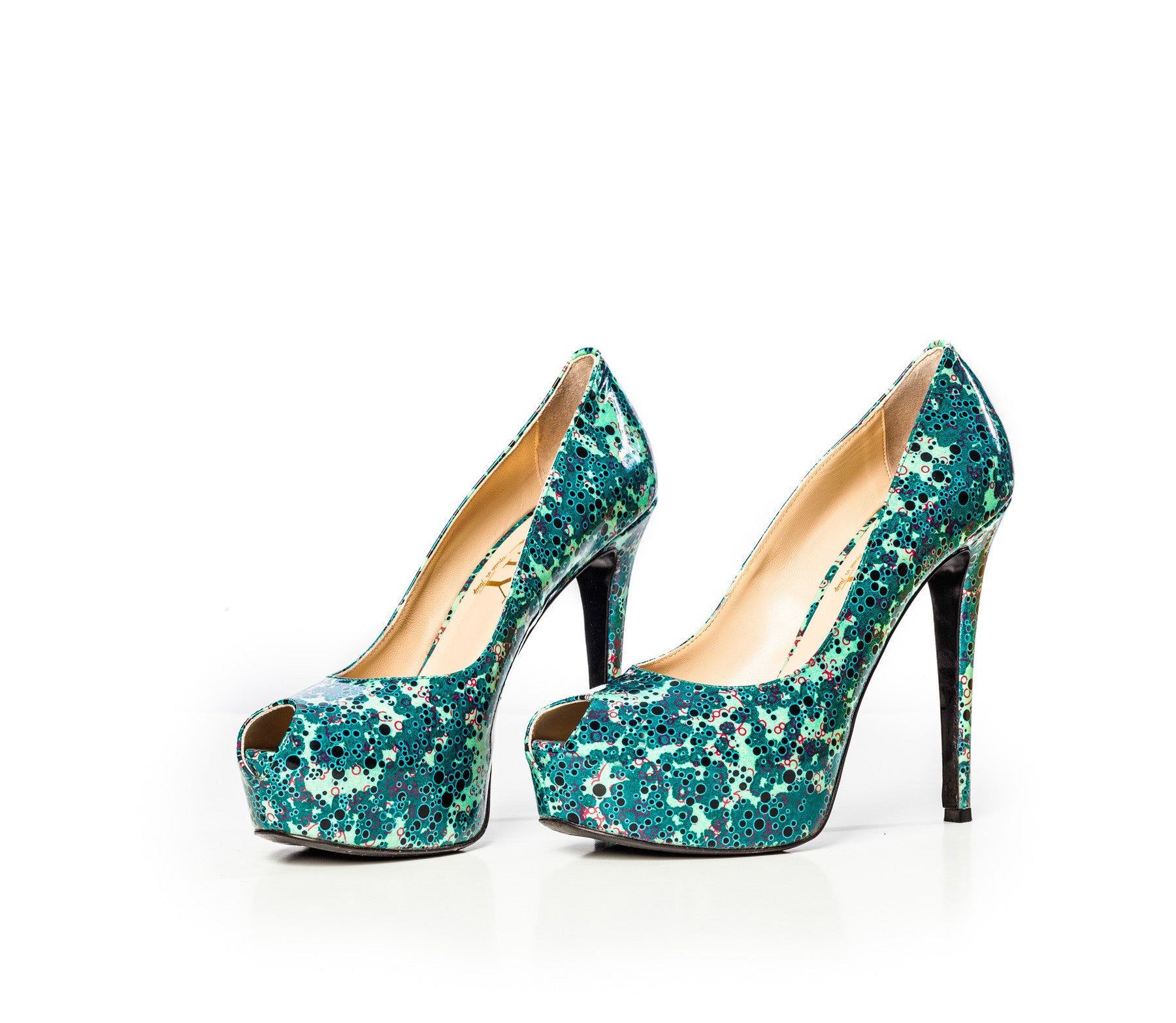Night Shoes Turquoise Satin Stone High Heels - Trendyol